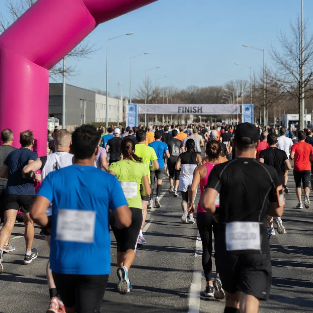 Community Marathon Runners Near Finish Line