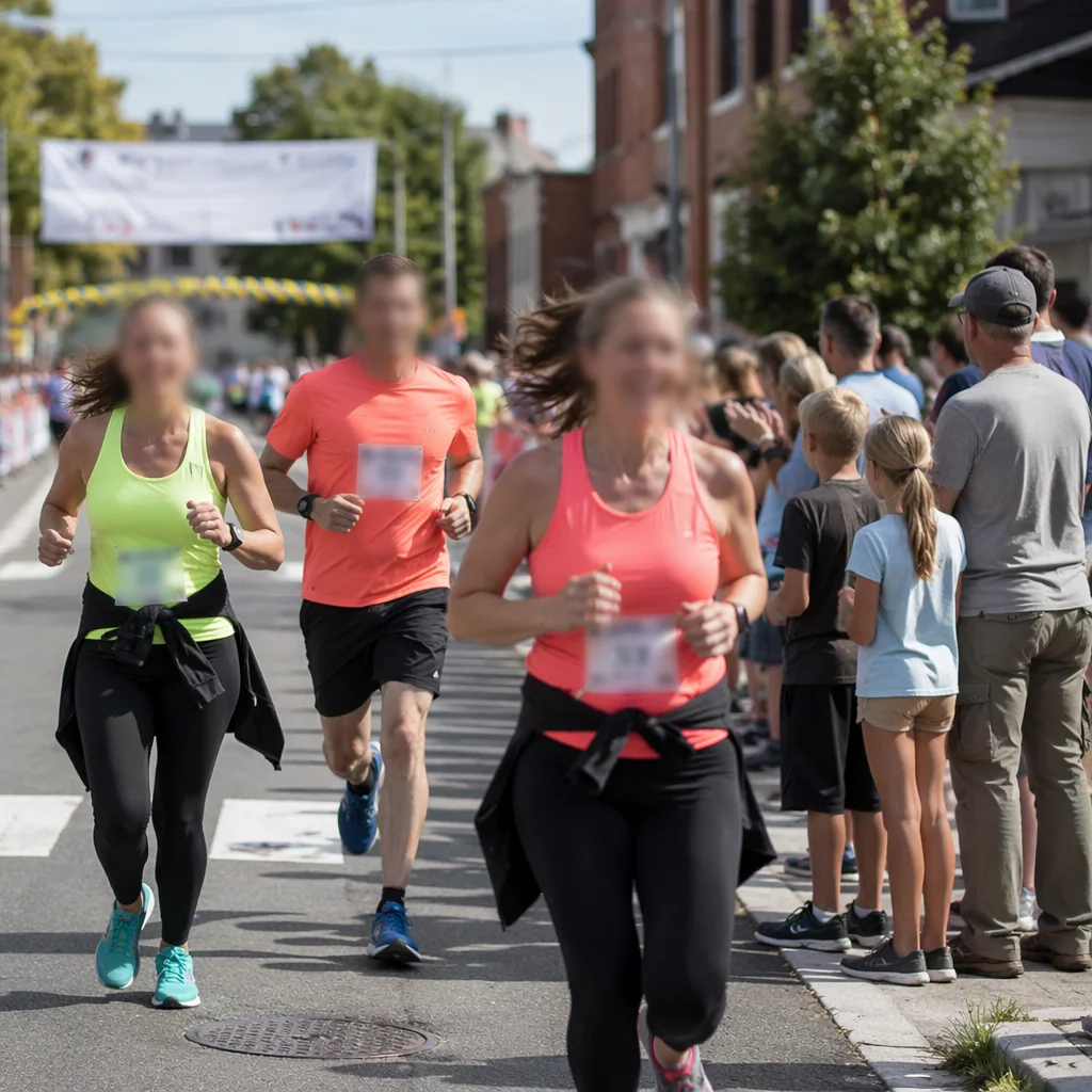 Community Marathon Runners Near Finish Line