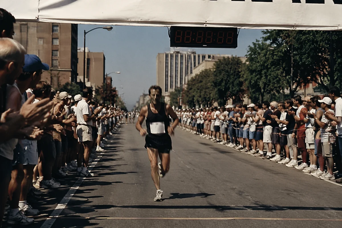 City Marathon Runner Near Finish Line