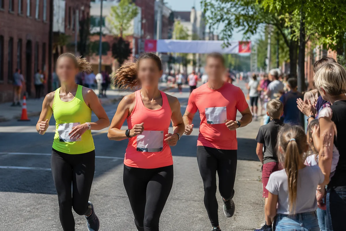 Community Marathon Runners Near Finish Line
