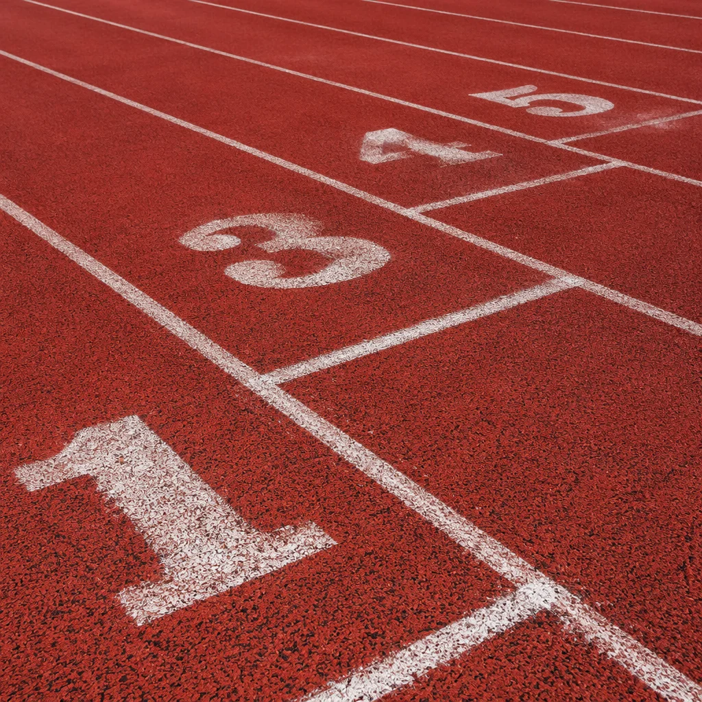 Empty Running Track Starting Line Closeup