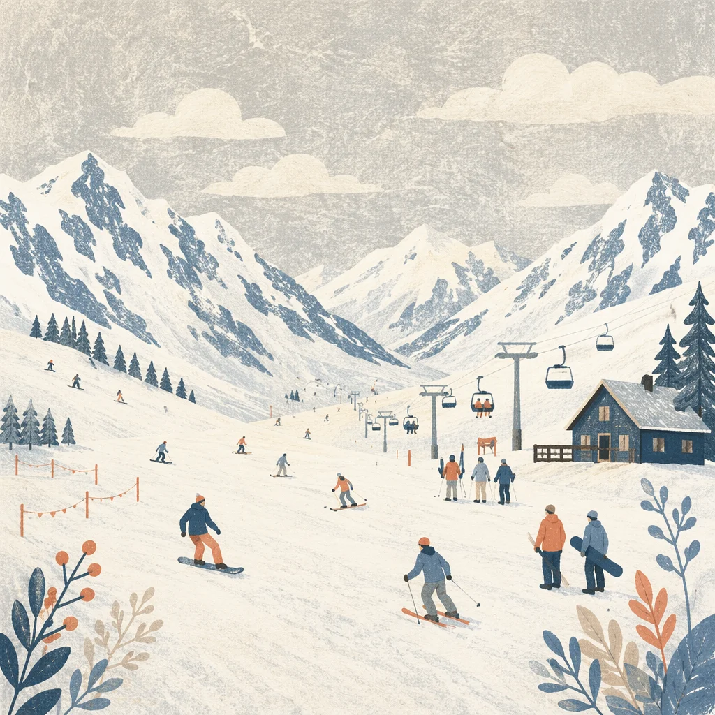Quiet Alpine Ski Slope Adventure