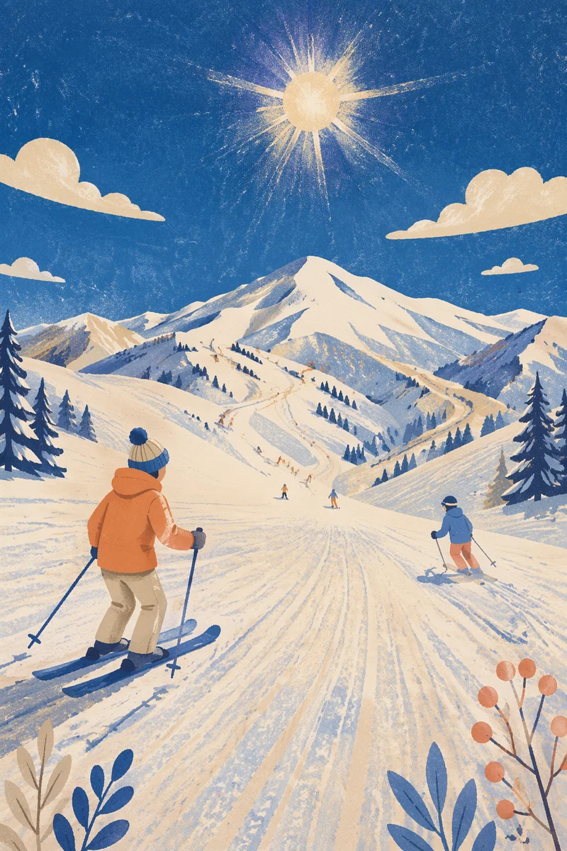 Sunny Alpine Downhill Ski Slope
