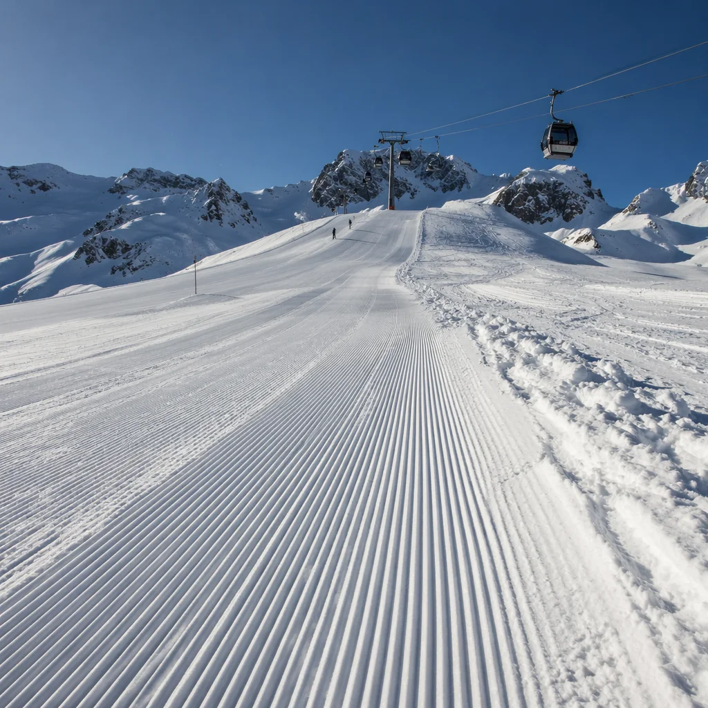 Groomed Alpine Downhill Ski Run