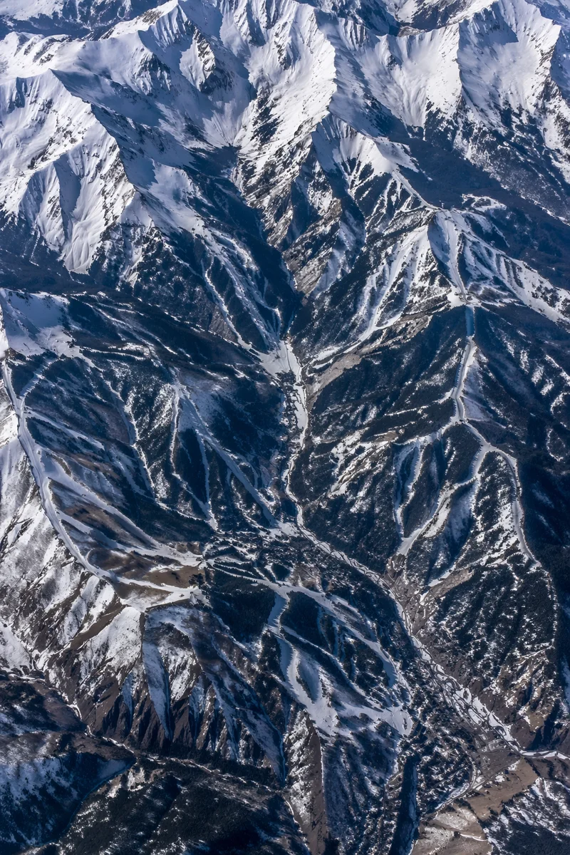 Aerial Winter Ski Mountain Terrain