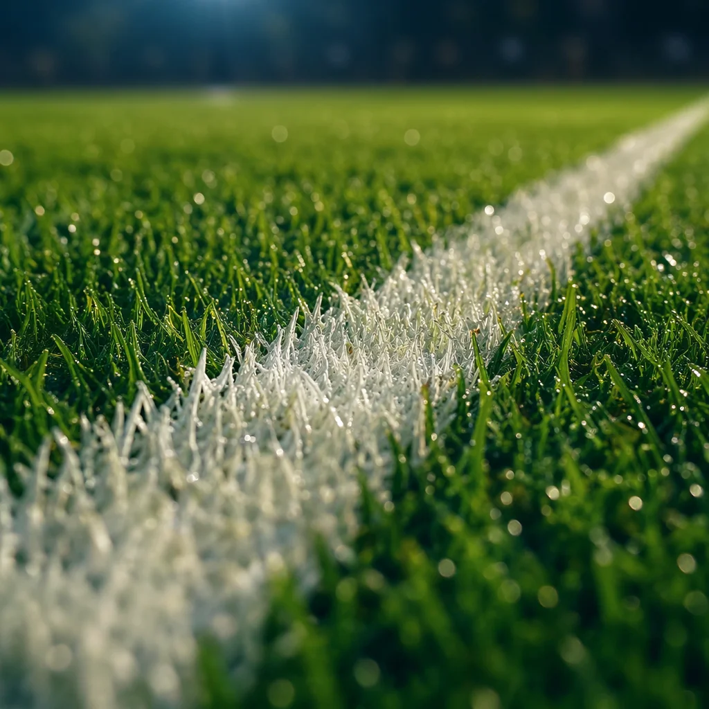 Macro Soccer Field Grass Boundary Line