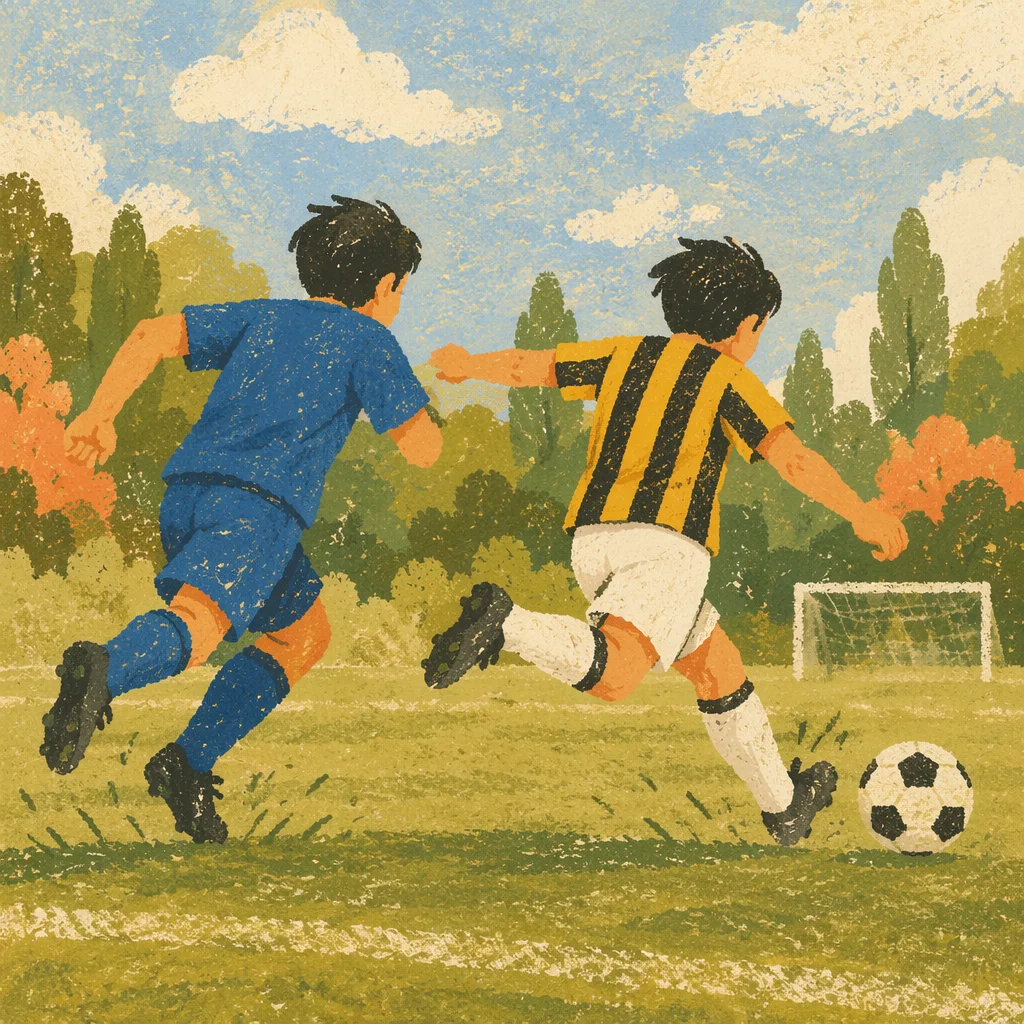 Soccer Players Sprinting on Summer Field