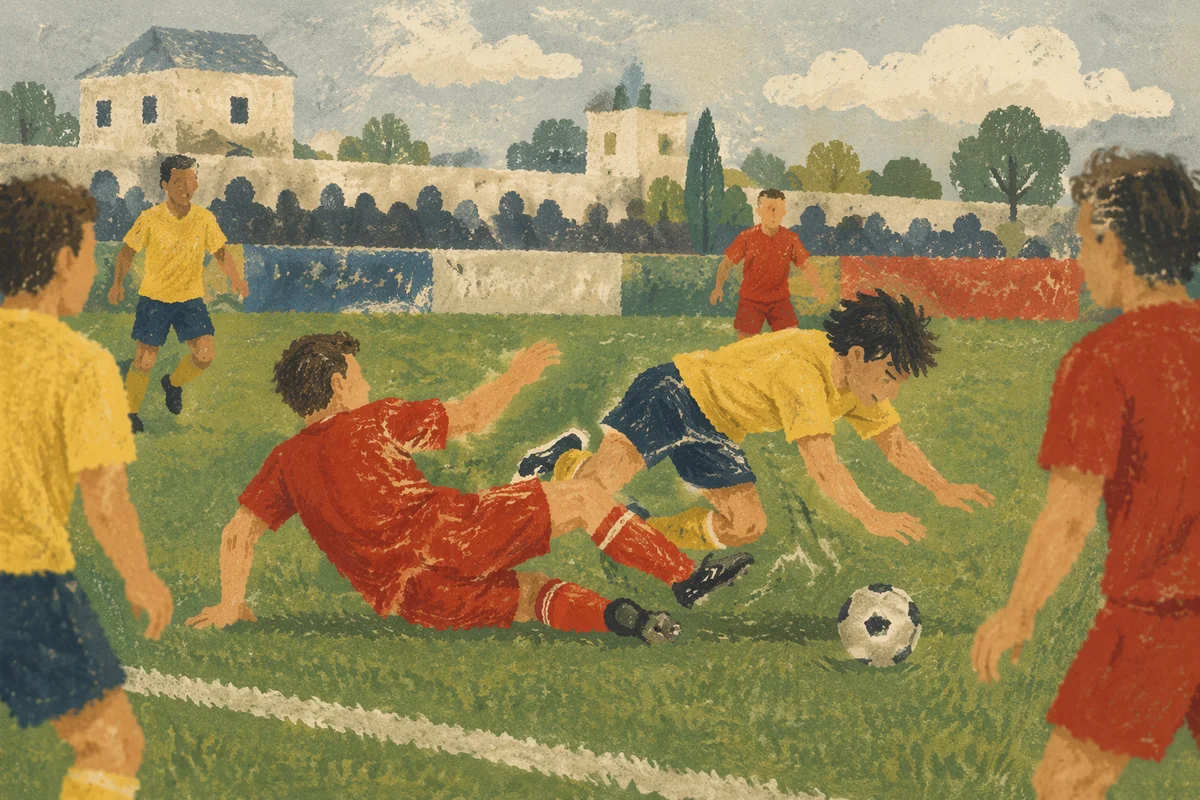 Sliding Tackle During Amateur Soccer Match