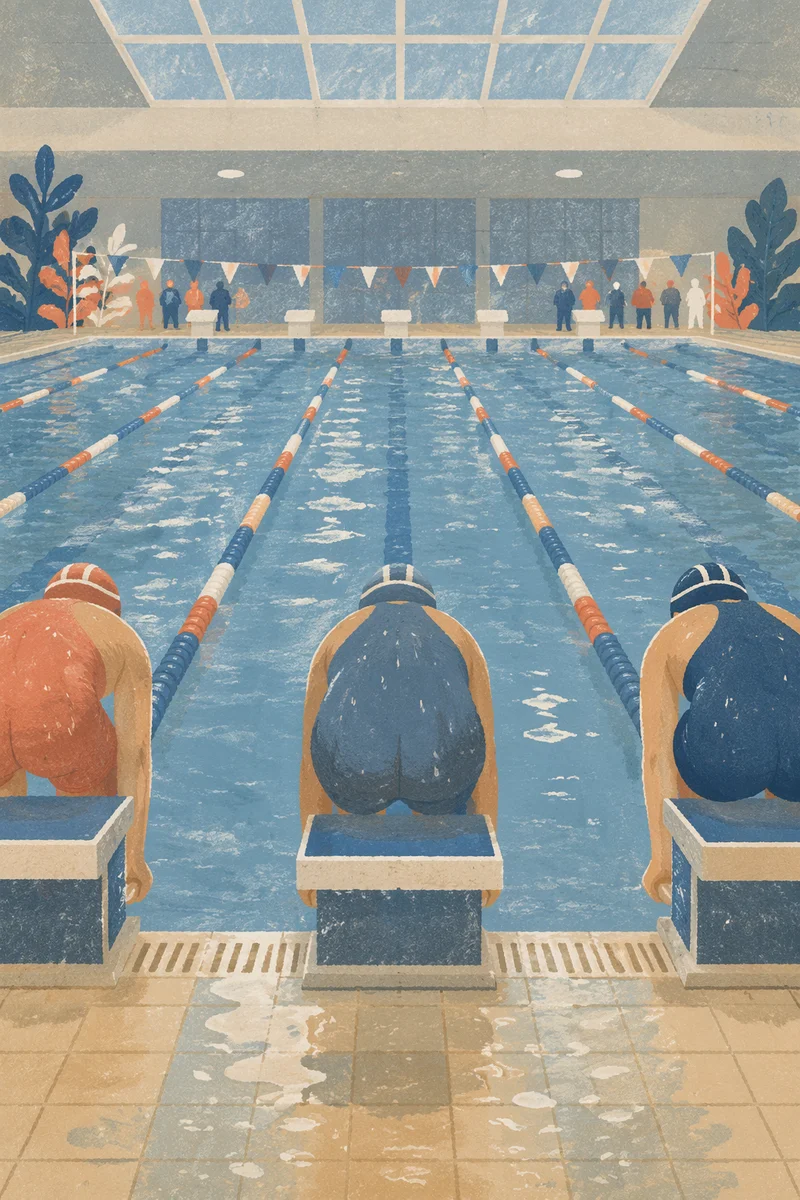 Quiet Tension Before Swim Dive Start
