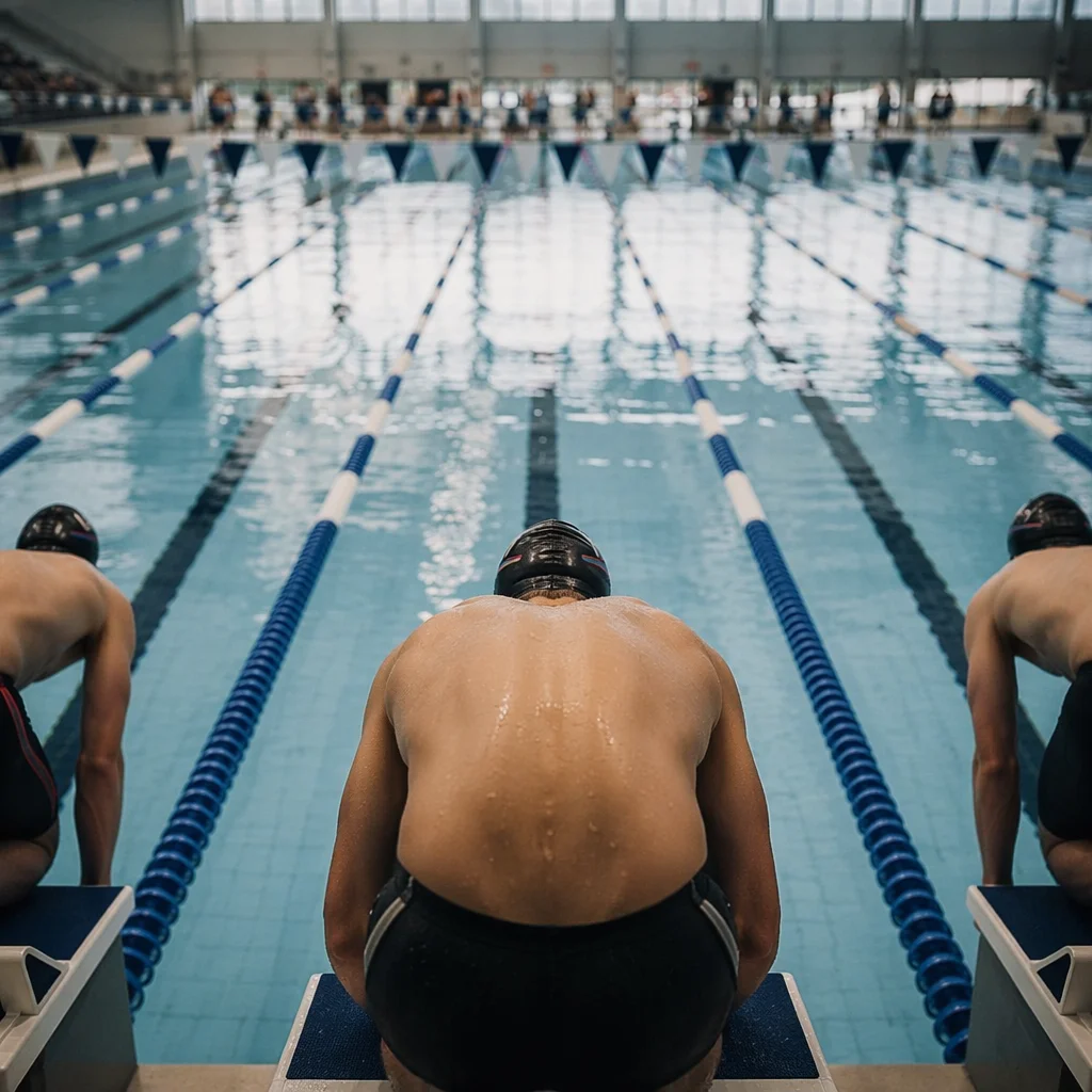 Indoor Swim Competition Dive Start Lanes