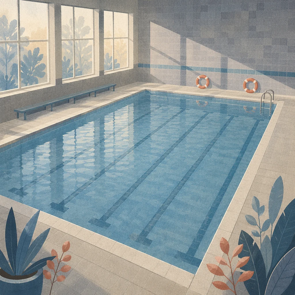 Overhead Blue Swimming Pool Lanes Scene