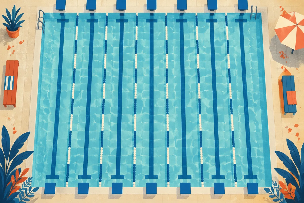 Overhead Competition Pool Lanes in Blue