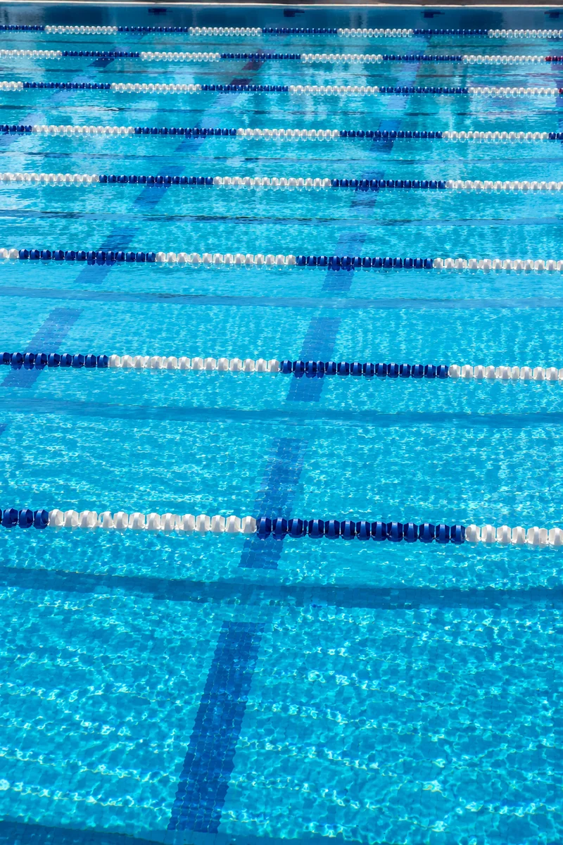 Overhead Swimming Pool Lanes in Blue Water