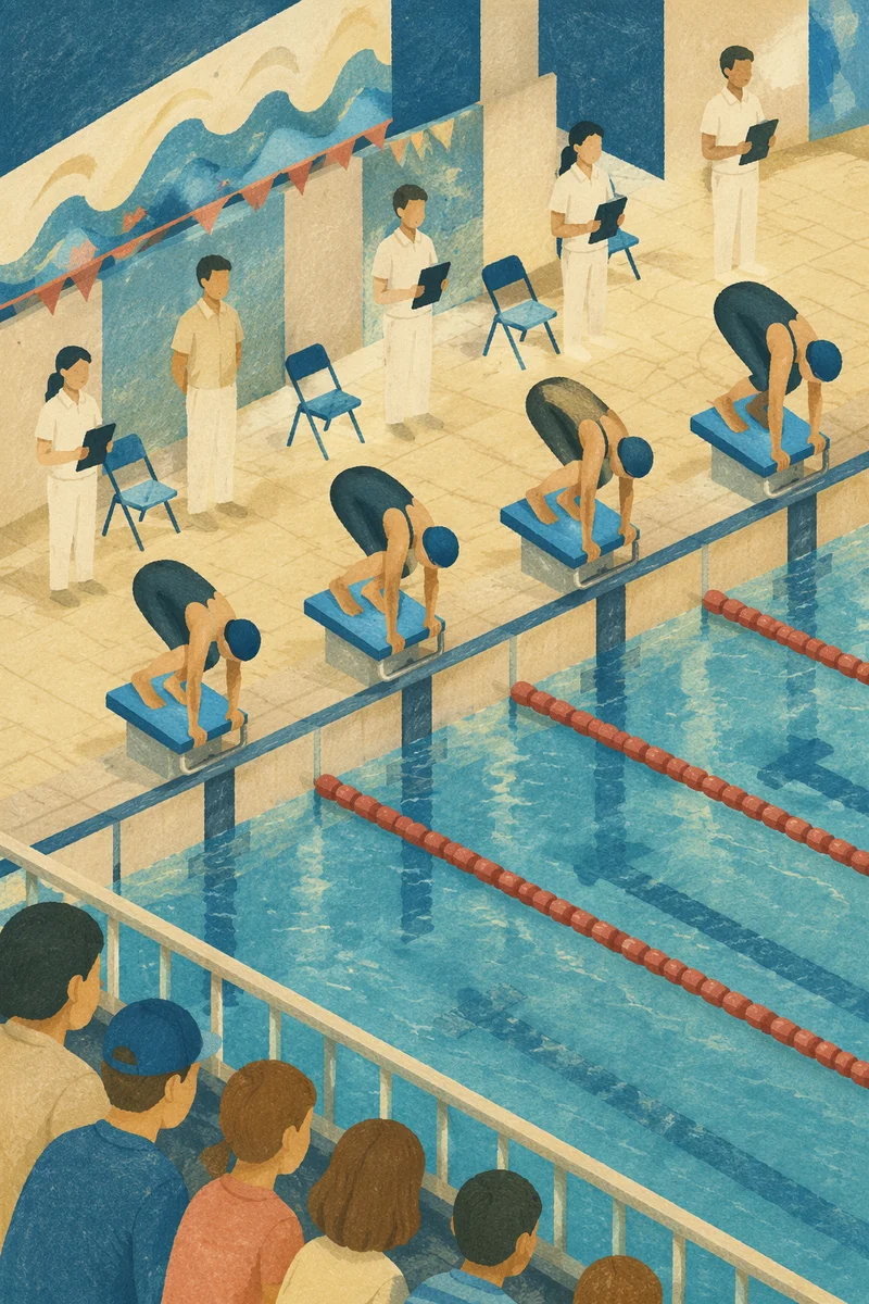 Indoor Swimming Race Starting Blocks