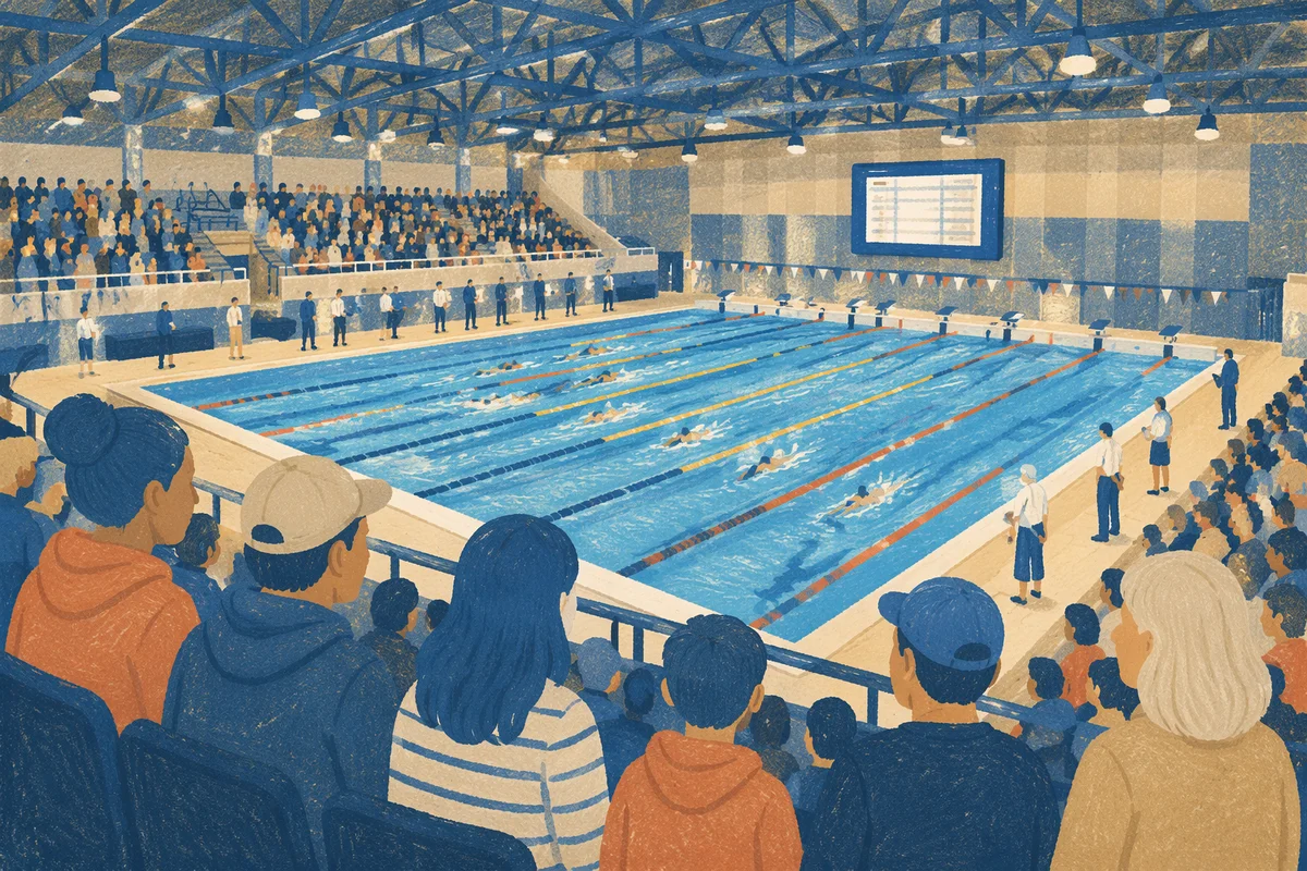 Indoor Swimming Competition Arena with Pool Lanes