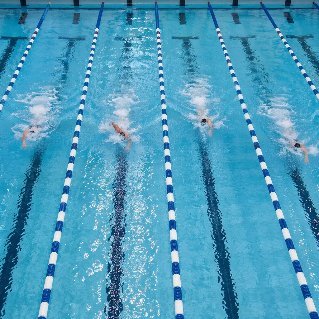 Overhead Competitive Swimming Pool Race