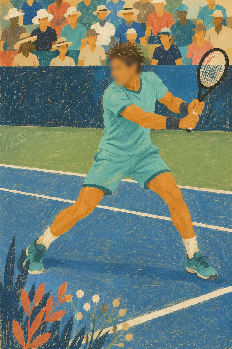 Energetic Tennis Match on Outdoor Hard Court