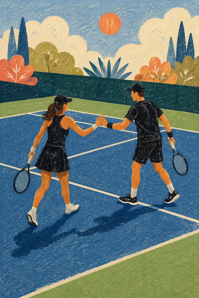 Respectful Low Five on Tennis Court