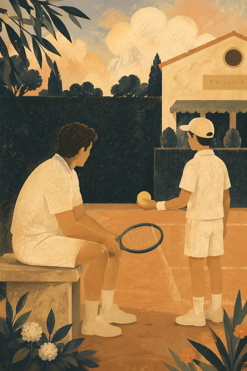 Vintage Tennis Players Before the Match