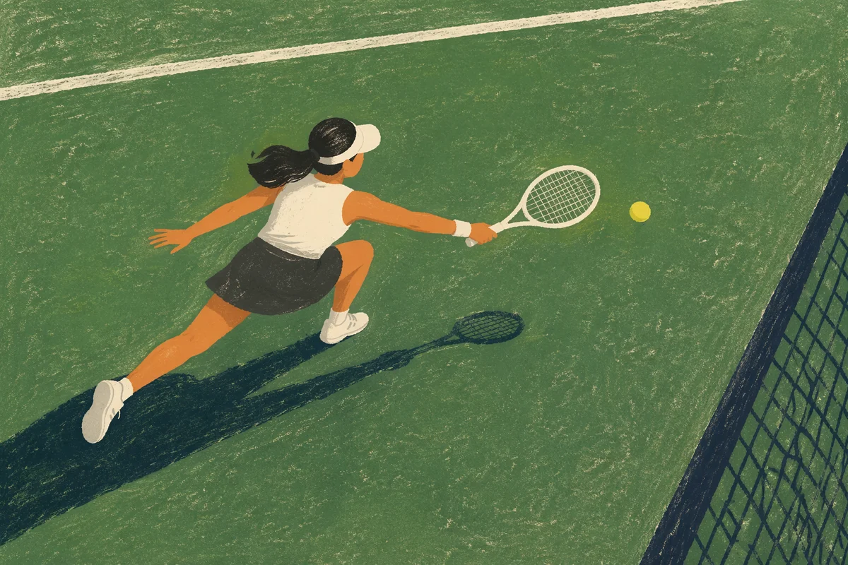 Overhead Tennis Match on Green Court