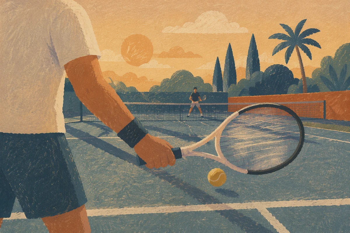Quiet Tennis Match at Golden Hour