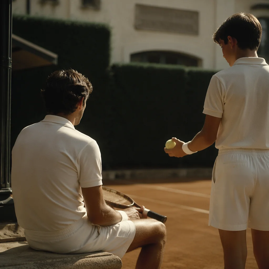Vintage Tennis Players Before Clay Court Match