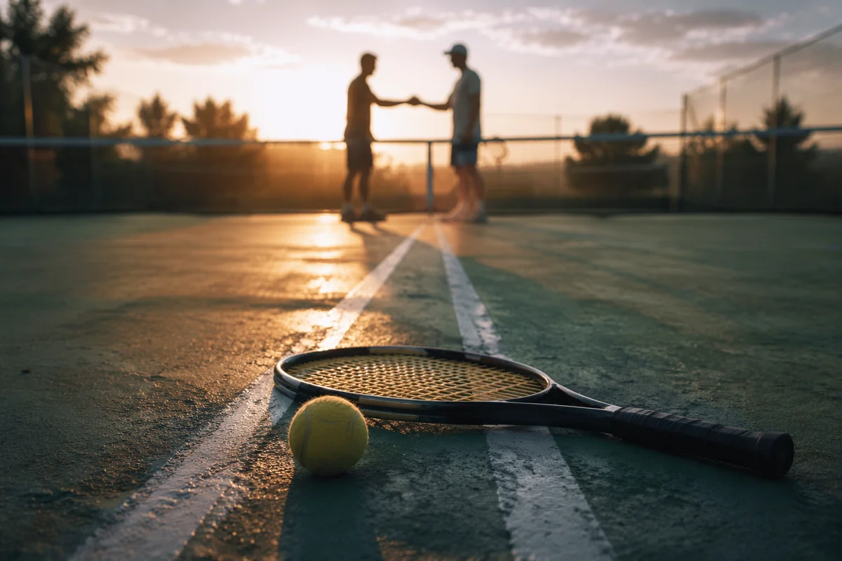 Sunrise Tennis Court After Respectful Match