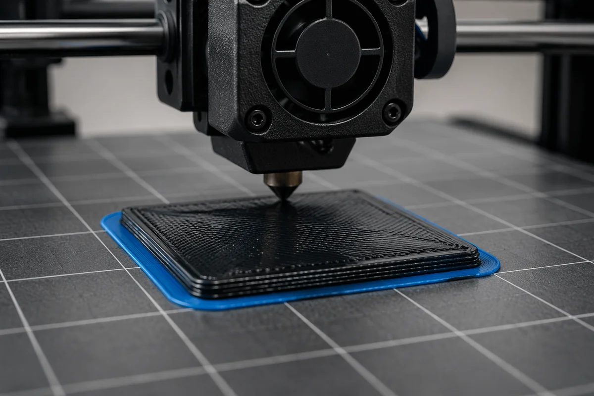 3D Printer Building Layers on Gridded Bed