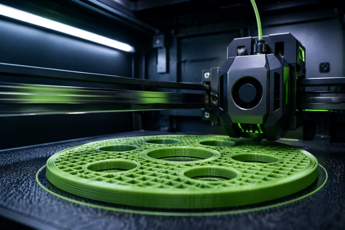 3D Printer Layering Lime Green Prototype