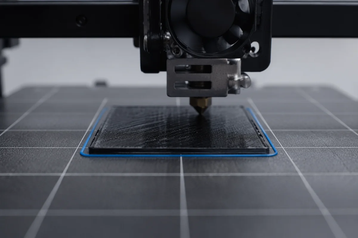 3D Printer Building Layers on Grid Plate