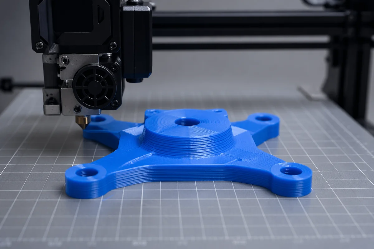 Blue Prototype Forming on 3D Printer