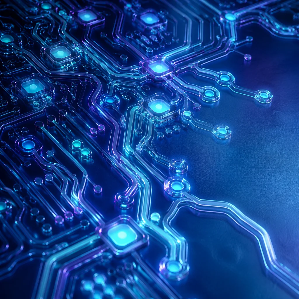 Glowing AI Circuit Board Neural Network