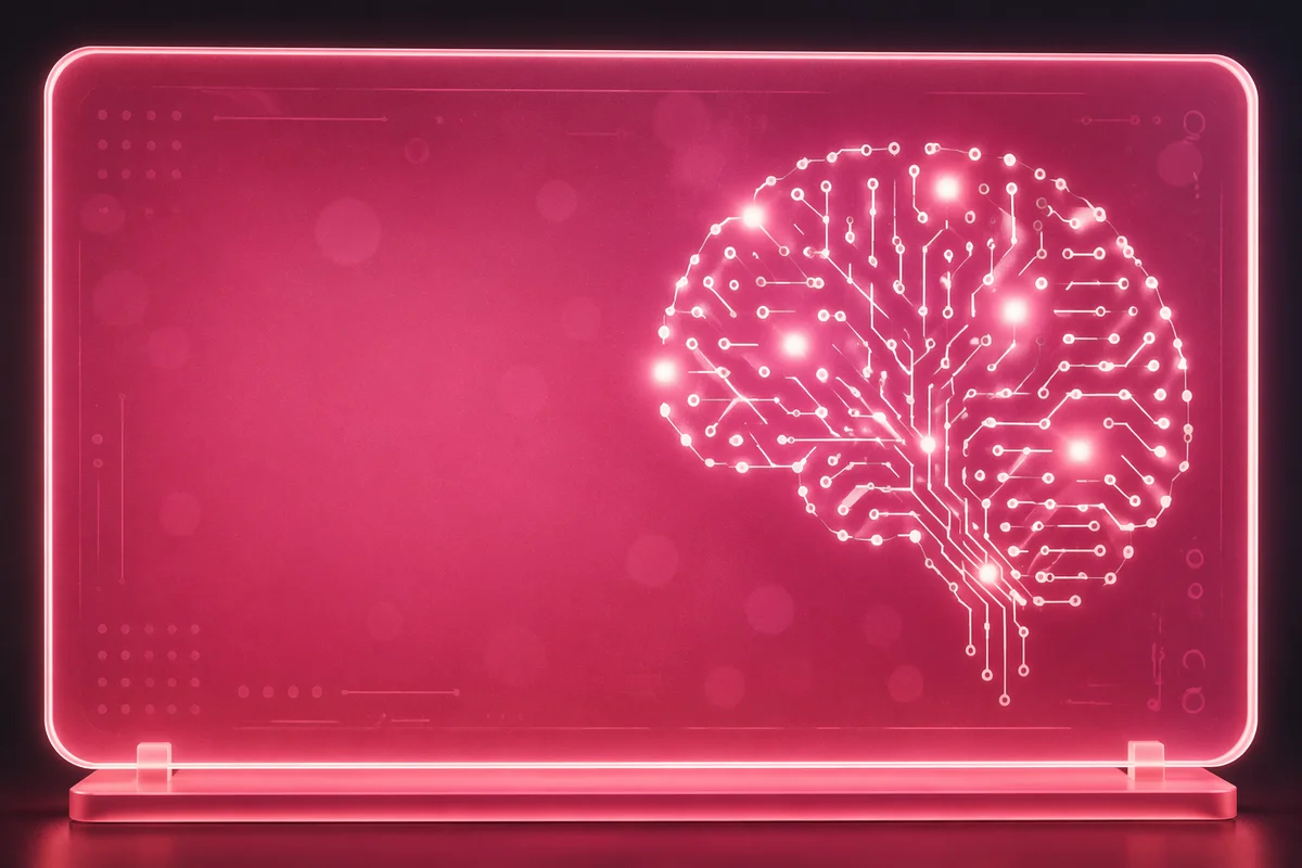 Glowing AI Circuit Brain on Magenta