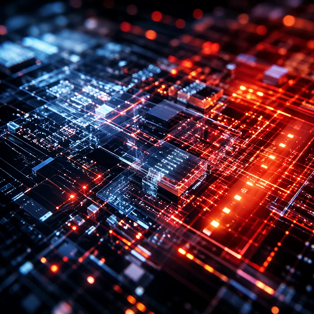 Glowing AI Circuit Board Macro