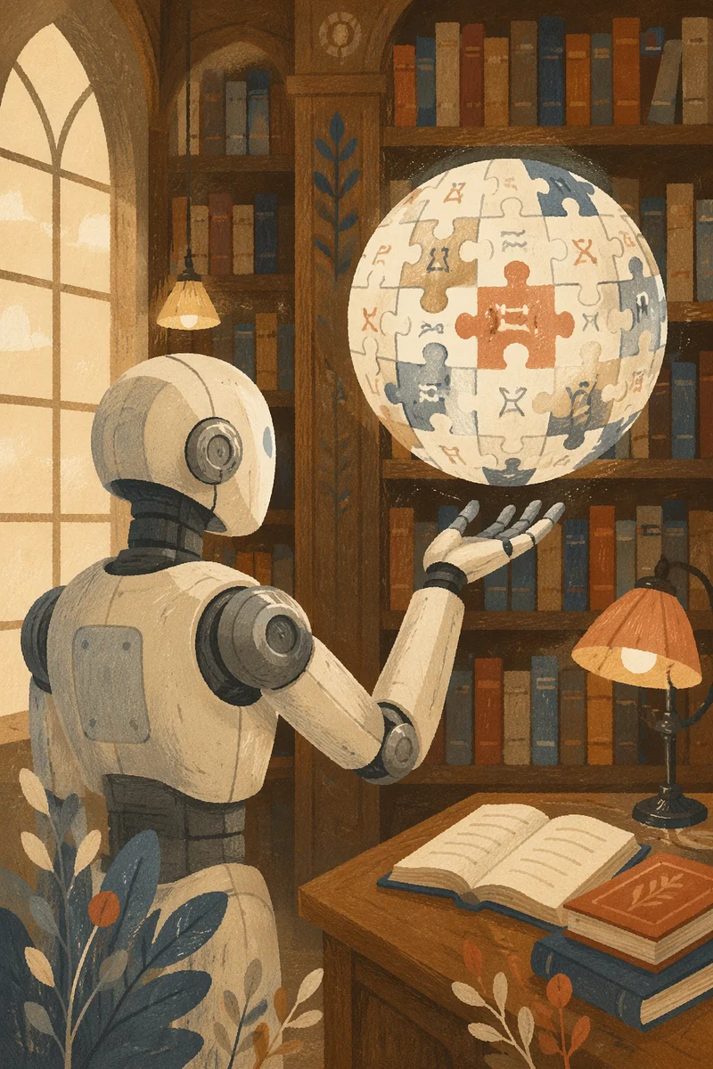Service Robot Balancing Digital Puzzle Globe