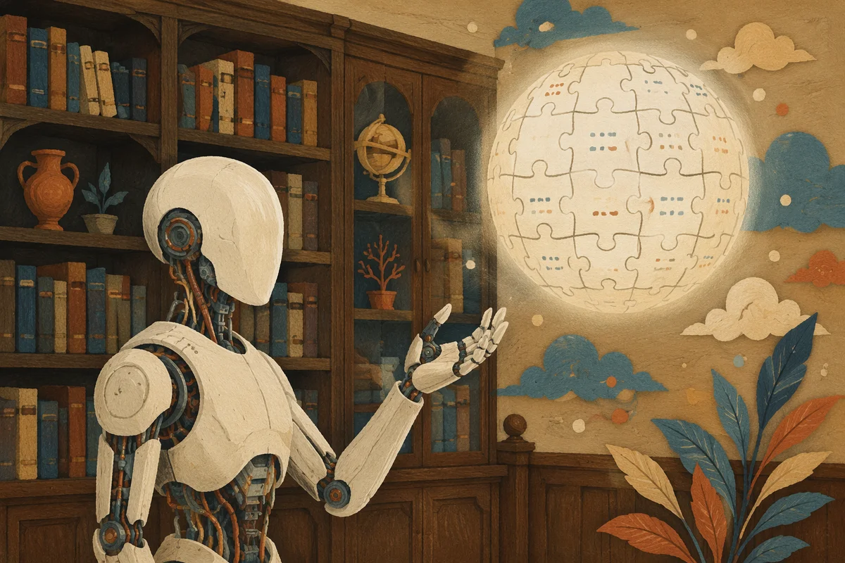 Humanoid Robot in Warm Library Future