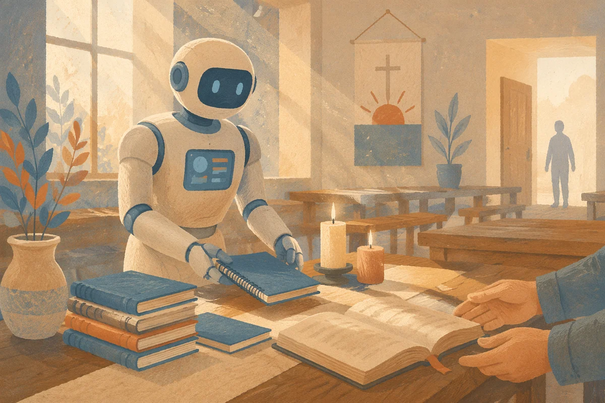 AI Robot in Modern Fellowship Hall