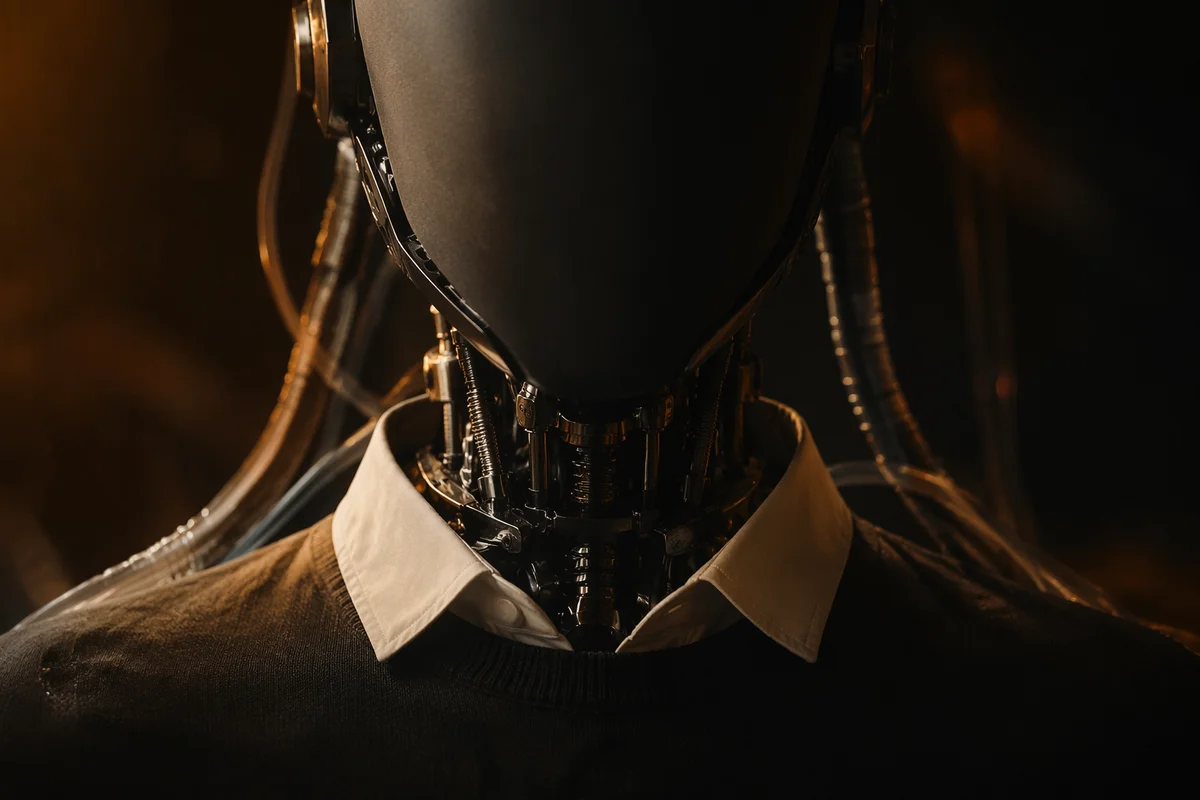 Faceless Android Portrait in Dark Studio