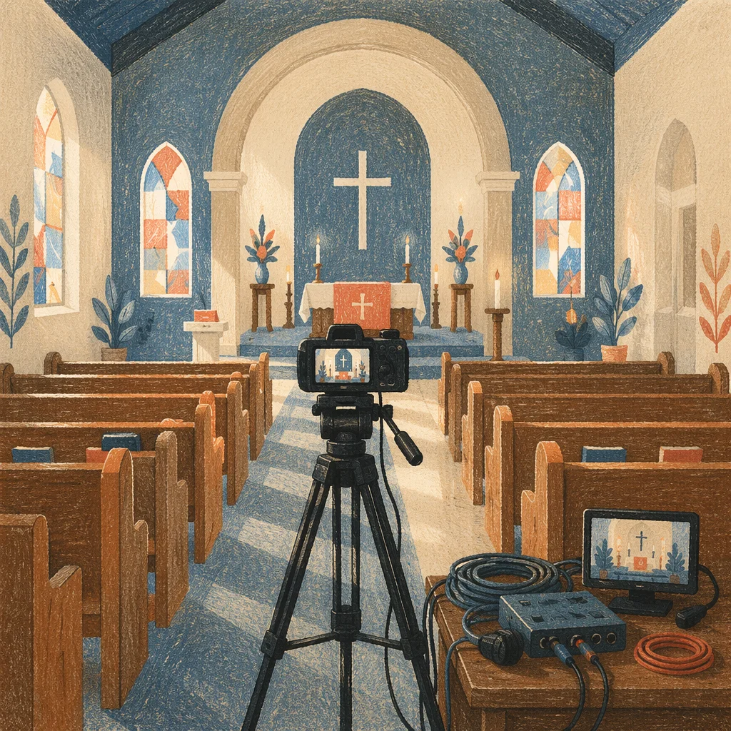 Church Livestream Camera in Rear Aisle