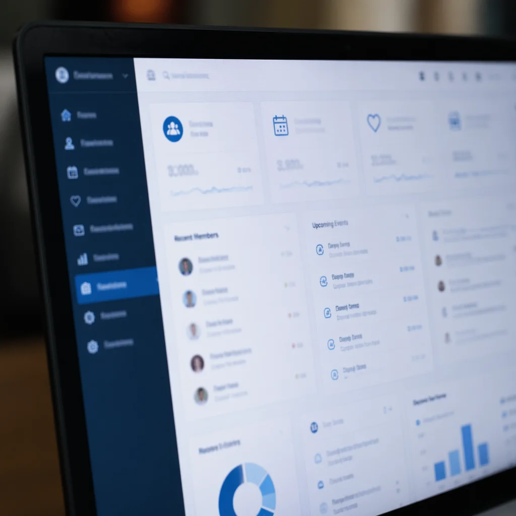 Church Management Dashboard on Laptop Screen