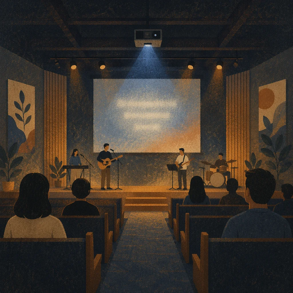 Projector Screen in Contemporary Worship Hall