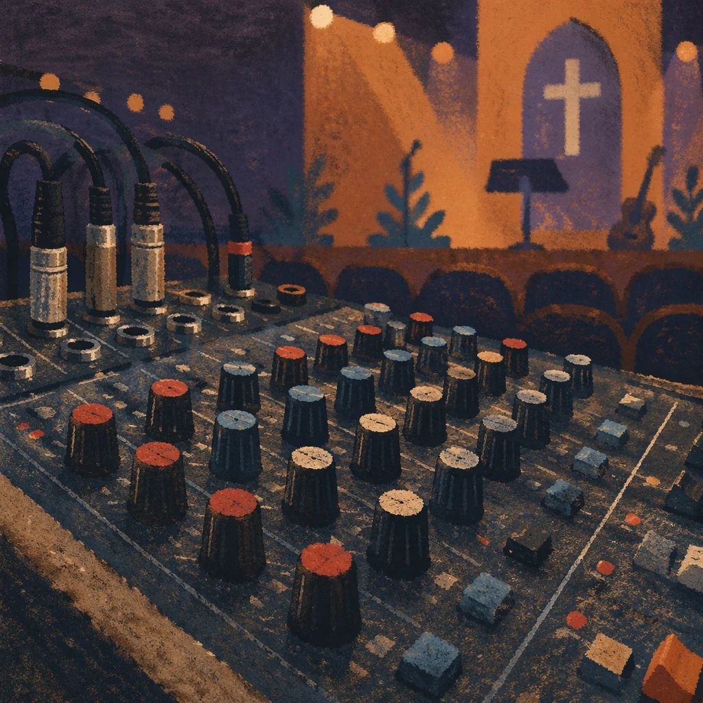 Audio Mixing Console in Dim Sanctuary