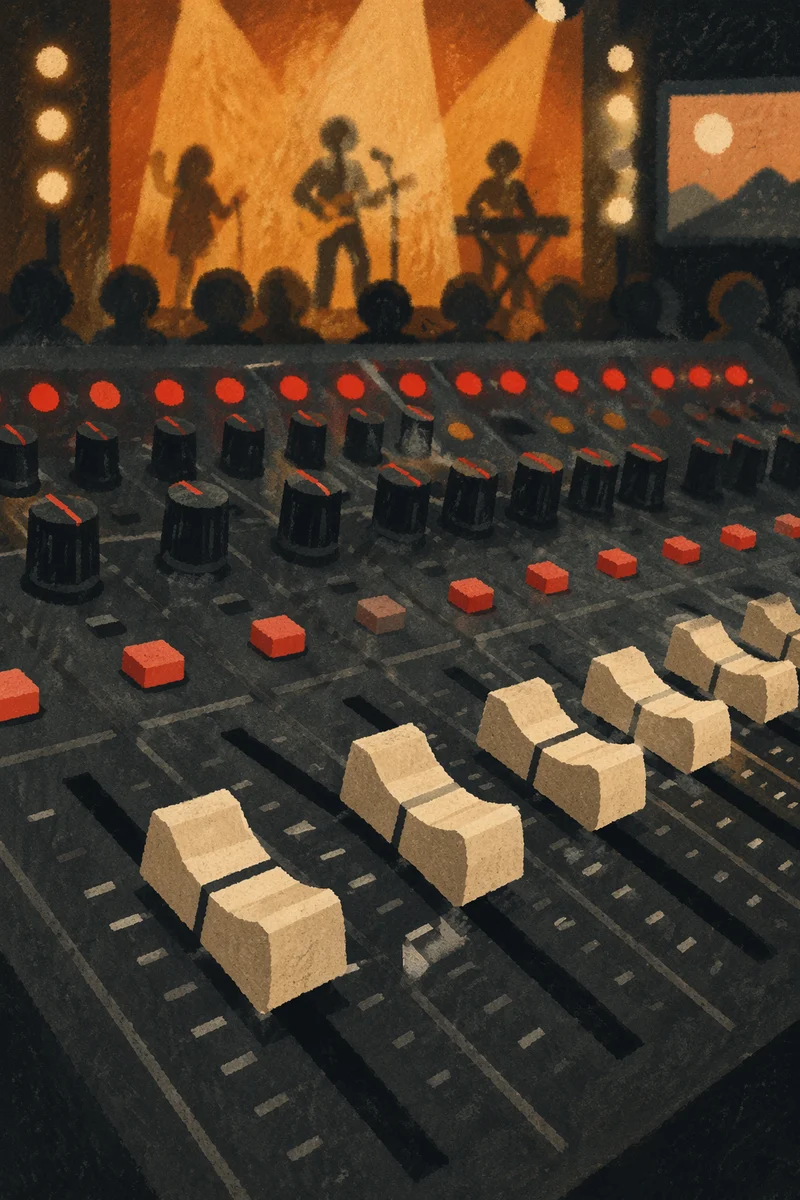 Close-Up Audio Mixing Console Controls