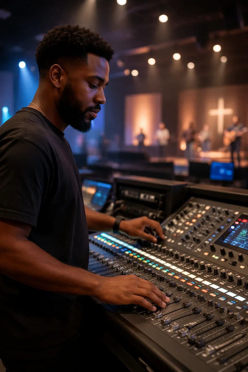 Audio Technician at Mixing Console