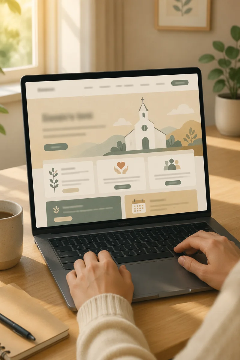 Modern Church Website on Laptop Screen
