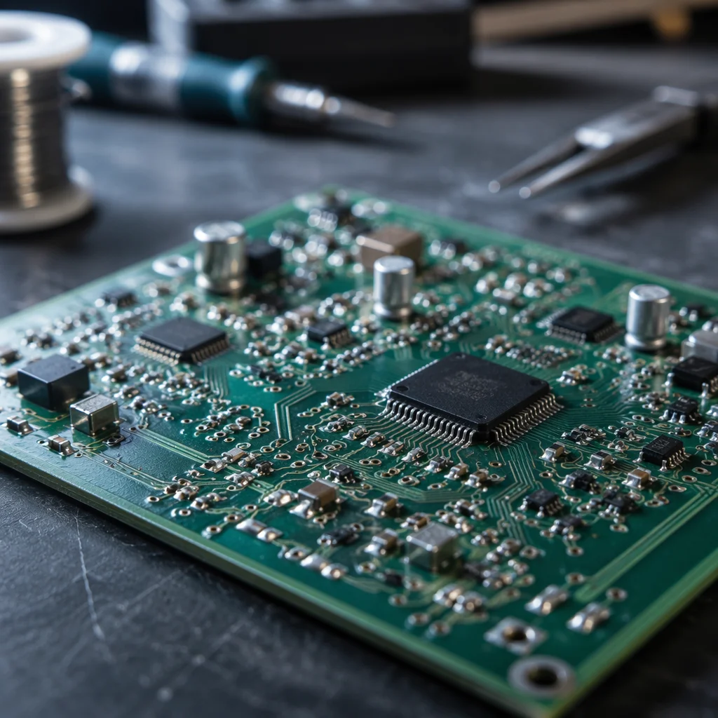 Macro Circuit Board with Soldered Components