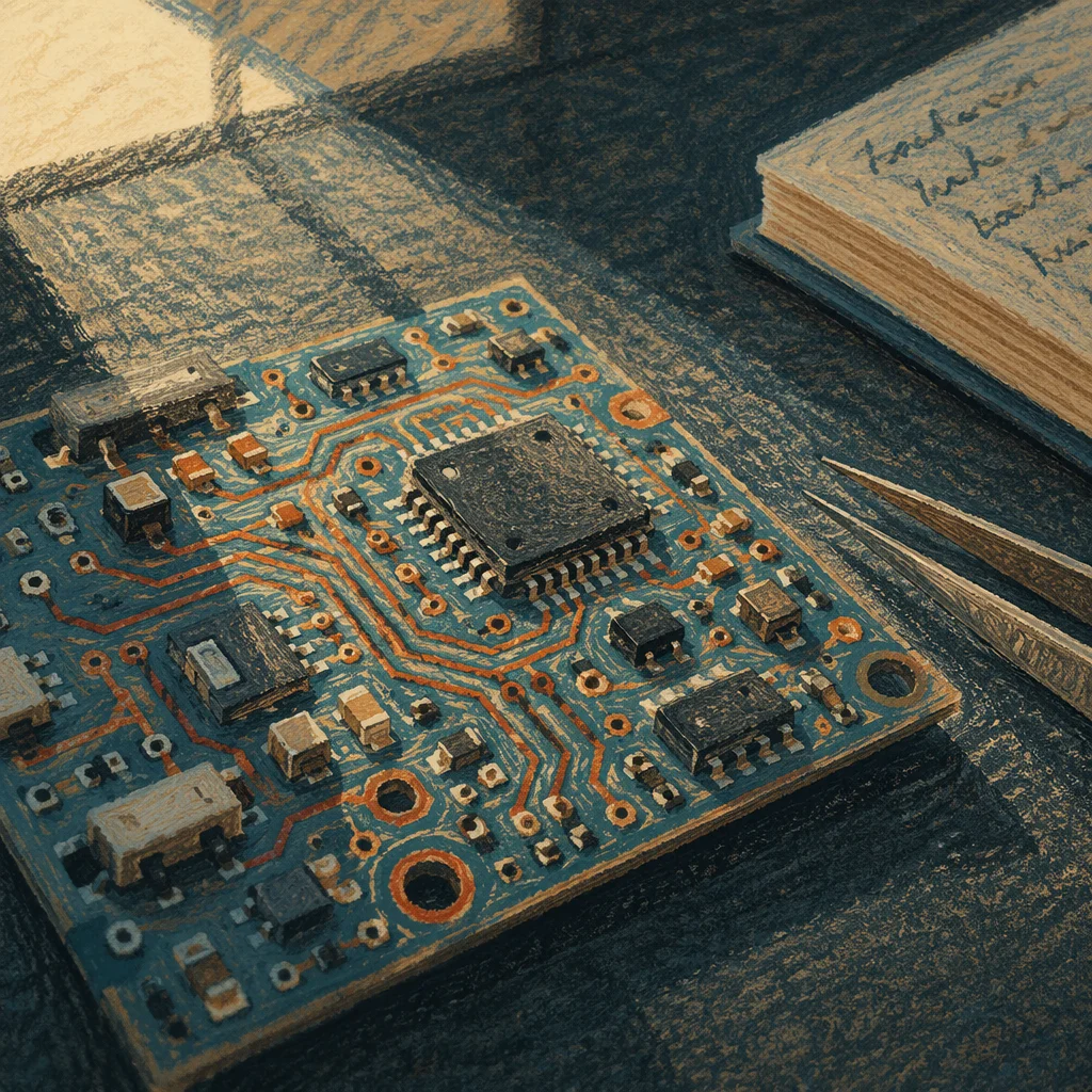 Macro Circuit Board in Morning Light