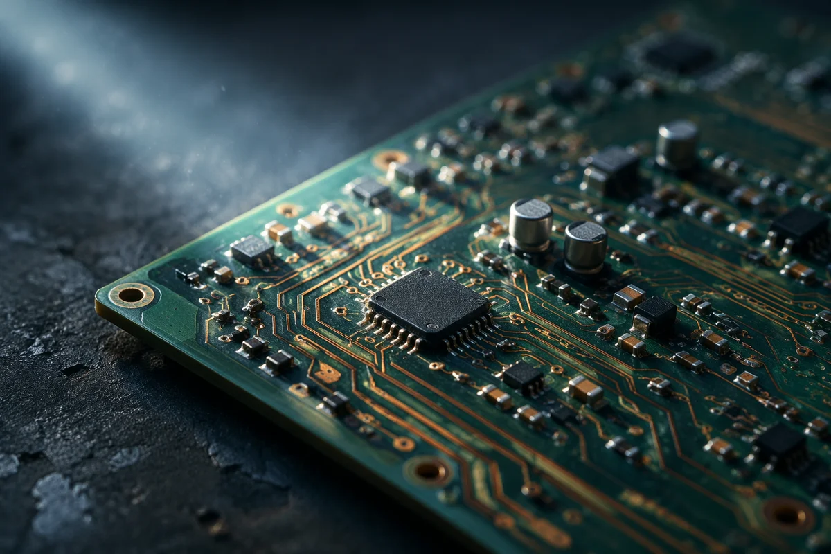Macro Circuit Board in Morning Light