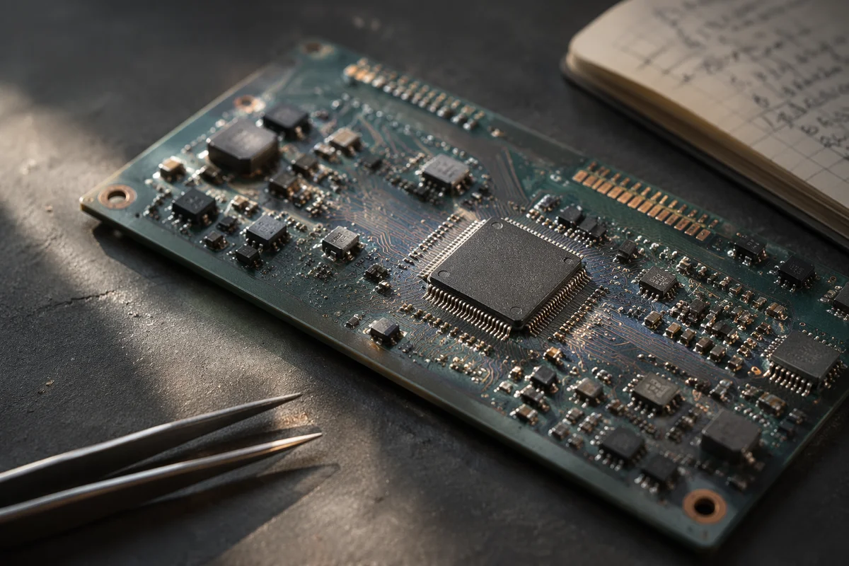 Macro Circuit Board in Morning Light