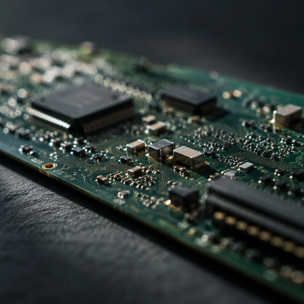 Macro Circuit Board in Morning Light